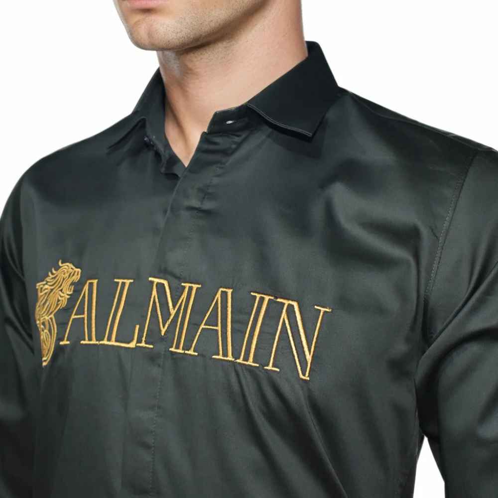 Balmain Green Premium Quality Long Sleeve Shirt-3