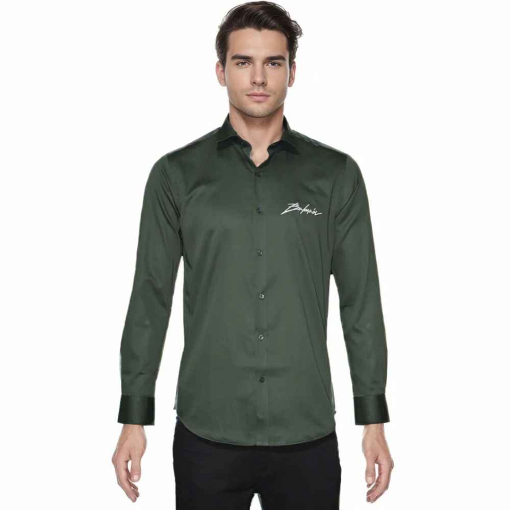Balmain Green Premium Quality Slim Fit Formal Men's Shirt-6