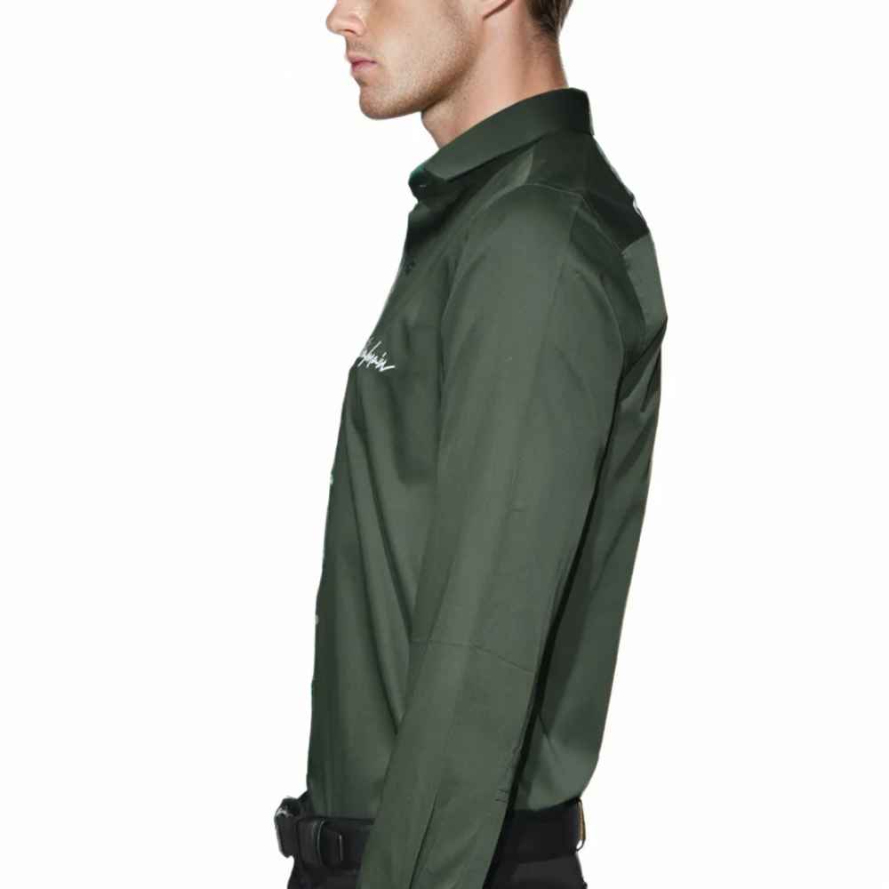 Balmain Green Premium Quality Slim Fit Formal Men's Shirt-2