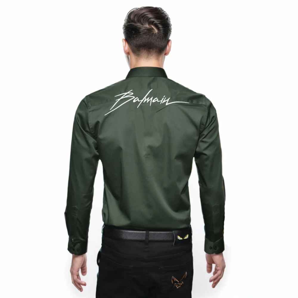 Balmain Green Premium Quality Slim Fit Formal Men's Shirt-1