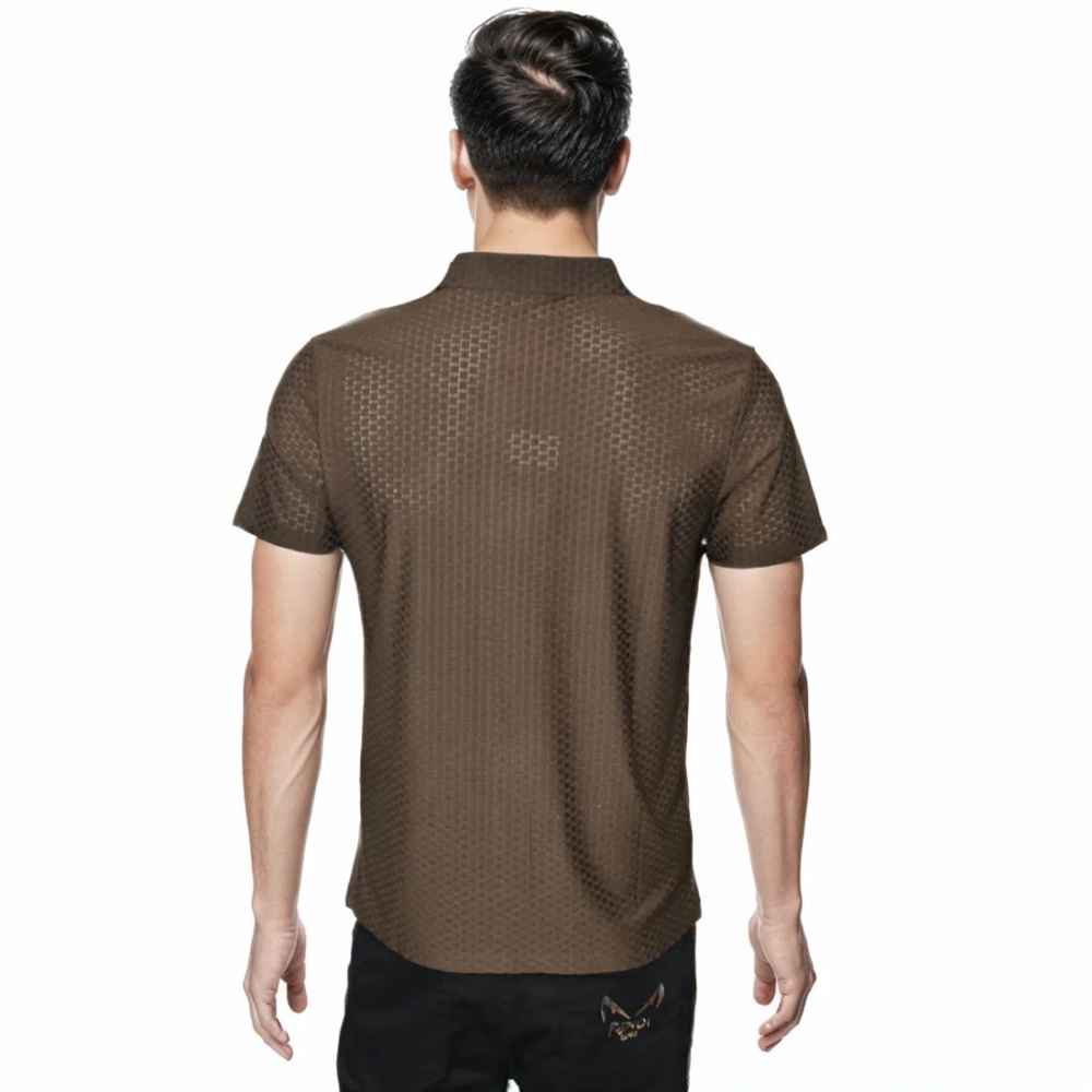 Gucci Embroidered logo Brown Premium Polo T-shirt-thumb-1