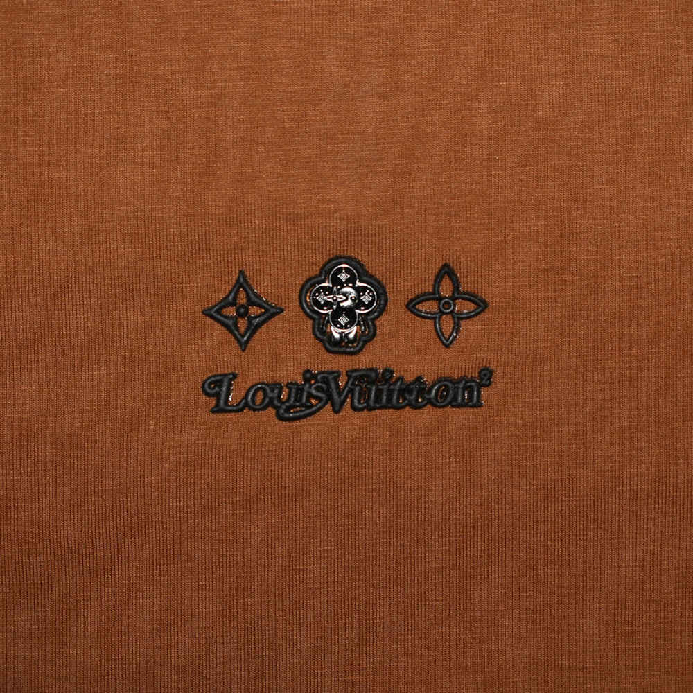 Louis Vuitton Dark Brown Embroidered Logo T-shirt-4