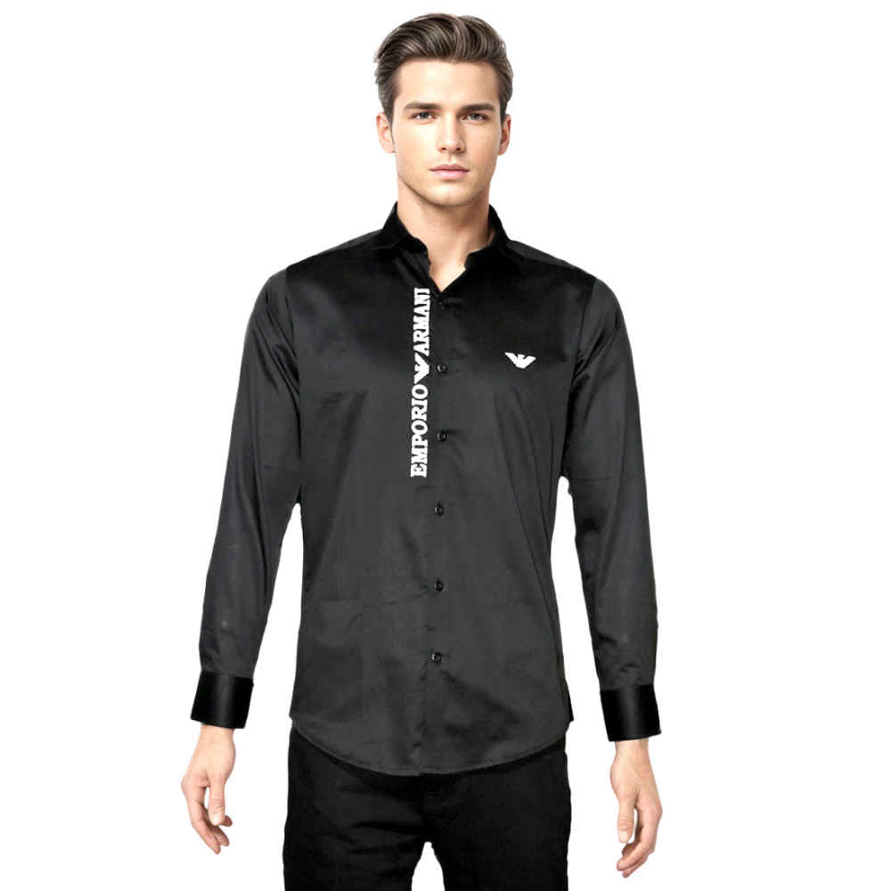 Emporio Armani Black Premium Logo Print Shirt-7