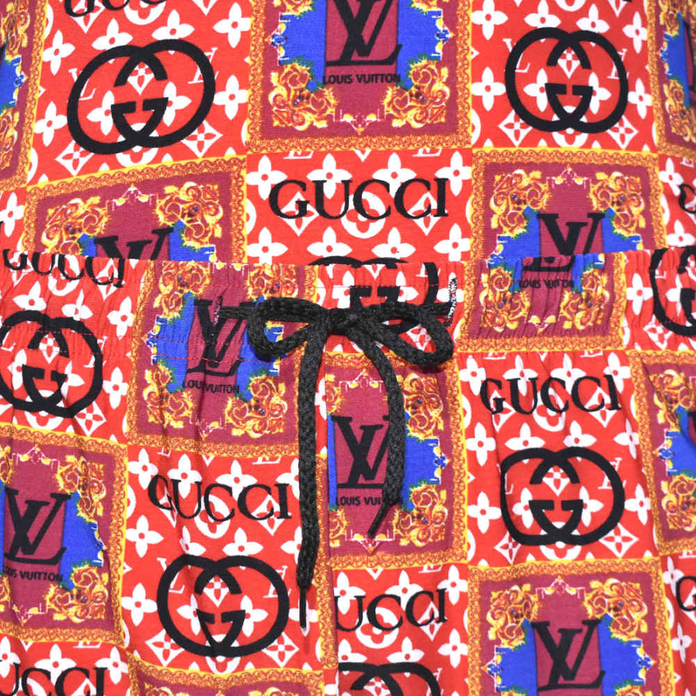 Gucci Print Red Premium Quality Shirt & Shorts Combo-thumb-5
