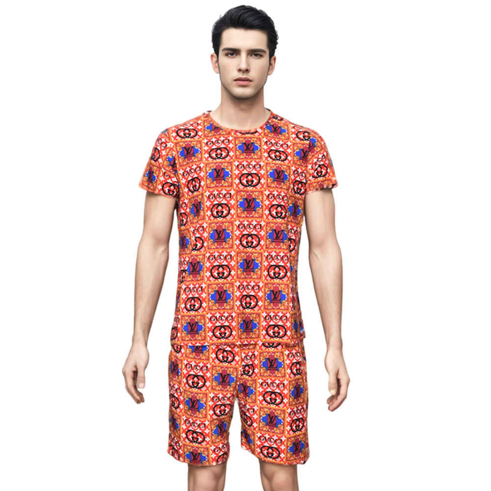 Gucci Print Red Premium Quality Shirt & Shorts Combo-thumb-0