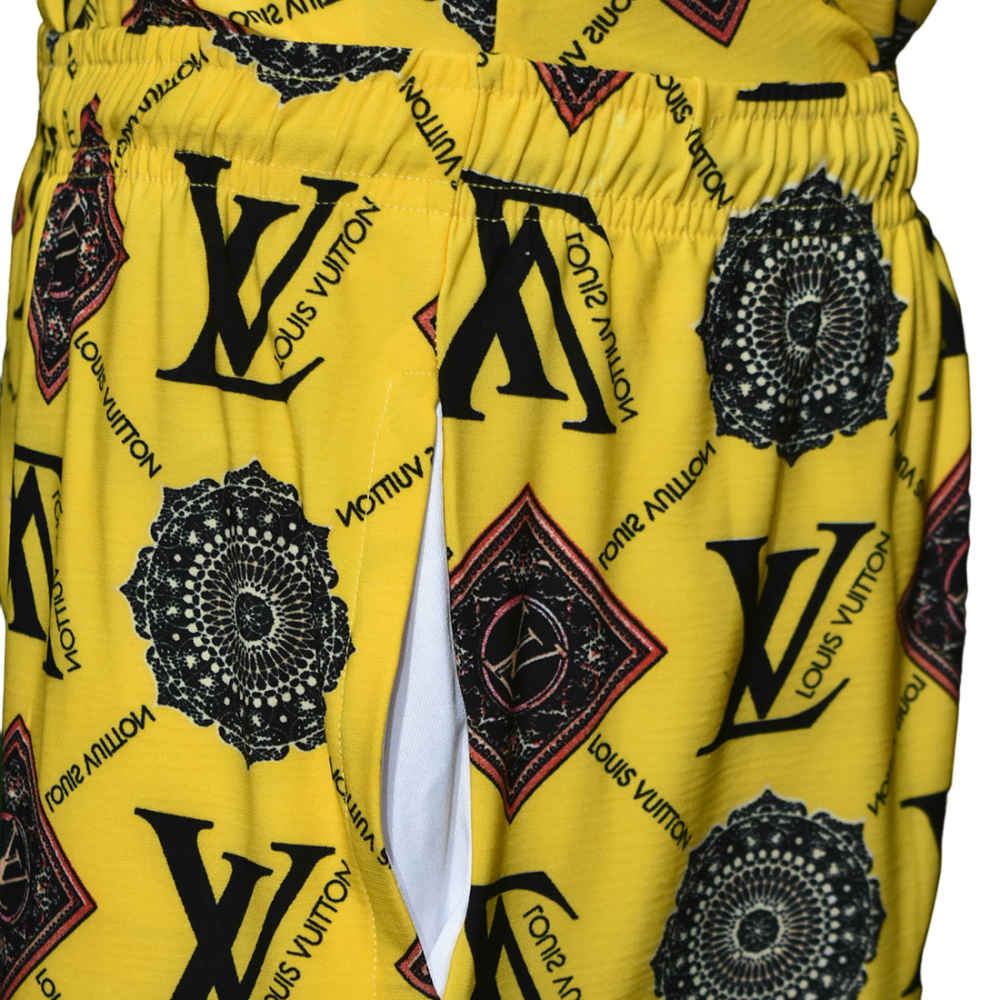 Louis Vuitton Logo Print Yellow Monogram Shirt & Shorts Combo-thumb-4