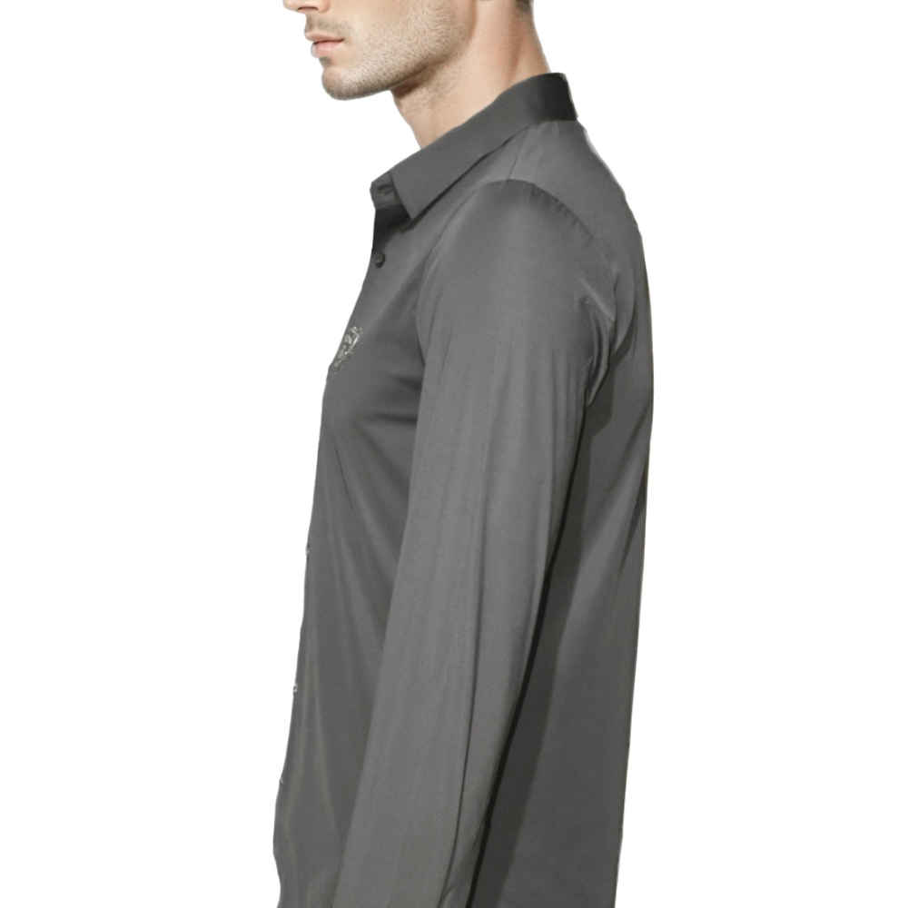 Gucci Grey Embroidered Logo Premium Quality Shirt-2