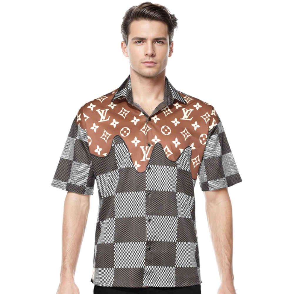 Louis Vuitton Logo Print Hawaiian Shirt-thumb-0
