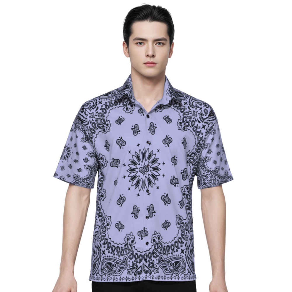 Amiri Bandana SS Polo Purple Shirt-thumb-0