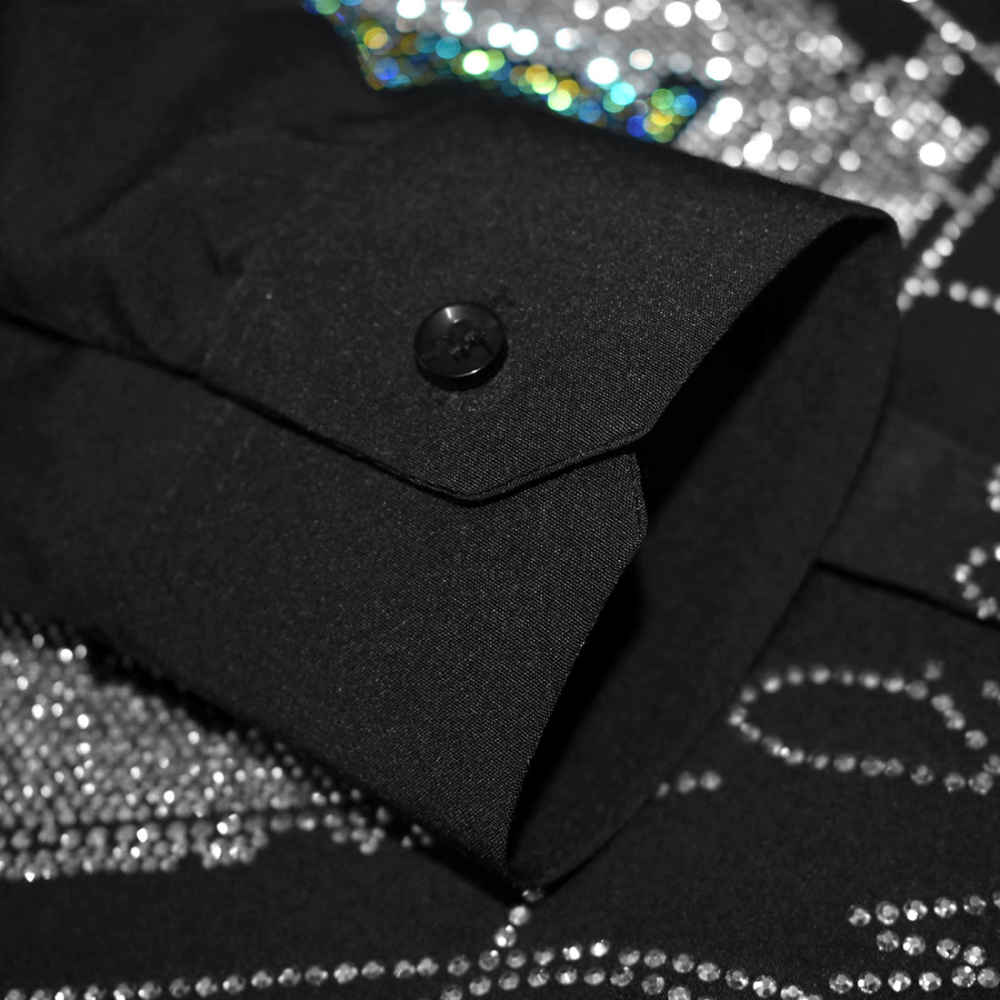 Philipp Plein Black Premium Quality Glitter Stone Print Shirt-4