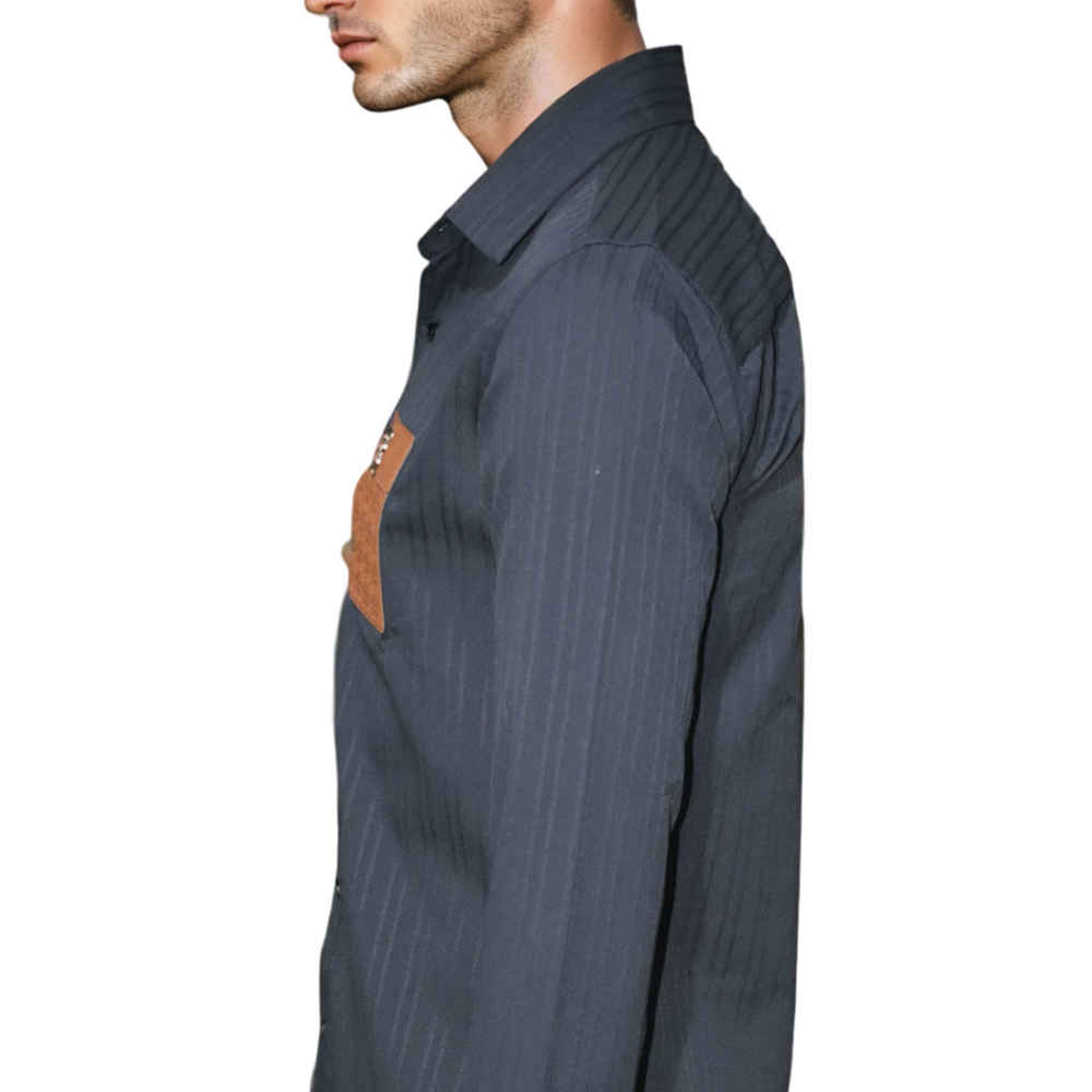 Burberry Embossed Pocket Logo Blue Premium Quality Shirt-2