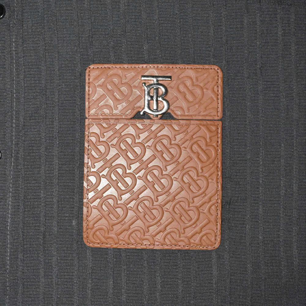 Burberry Embossed Pocket Logo Grey Premium Quality Shirt-thumb-3