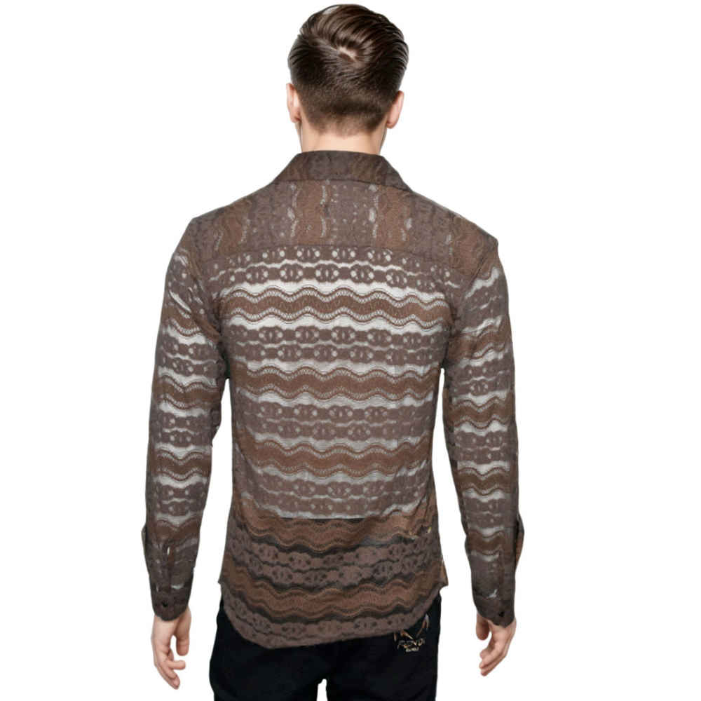 Gucci Brown Premium See-through Men's Shirt-1