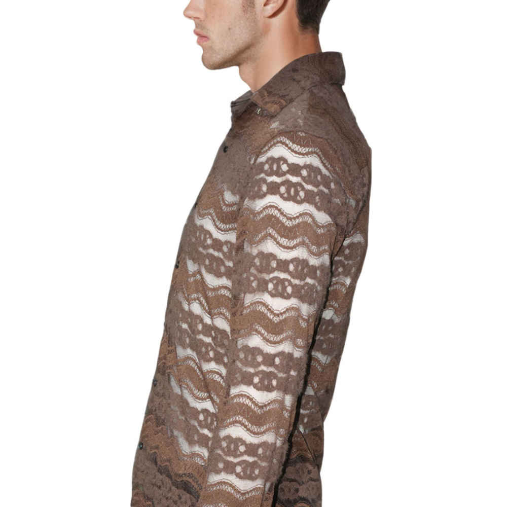 Gucci Brown Premium See-through Men's Shirt-2