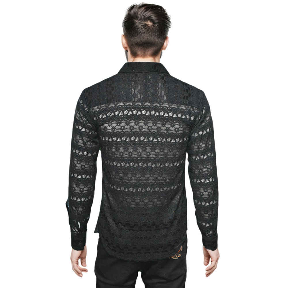 Gucci Black Premium See-through Men's Shirt-thumb-1