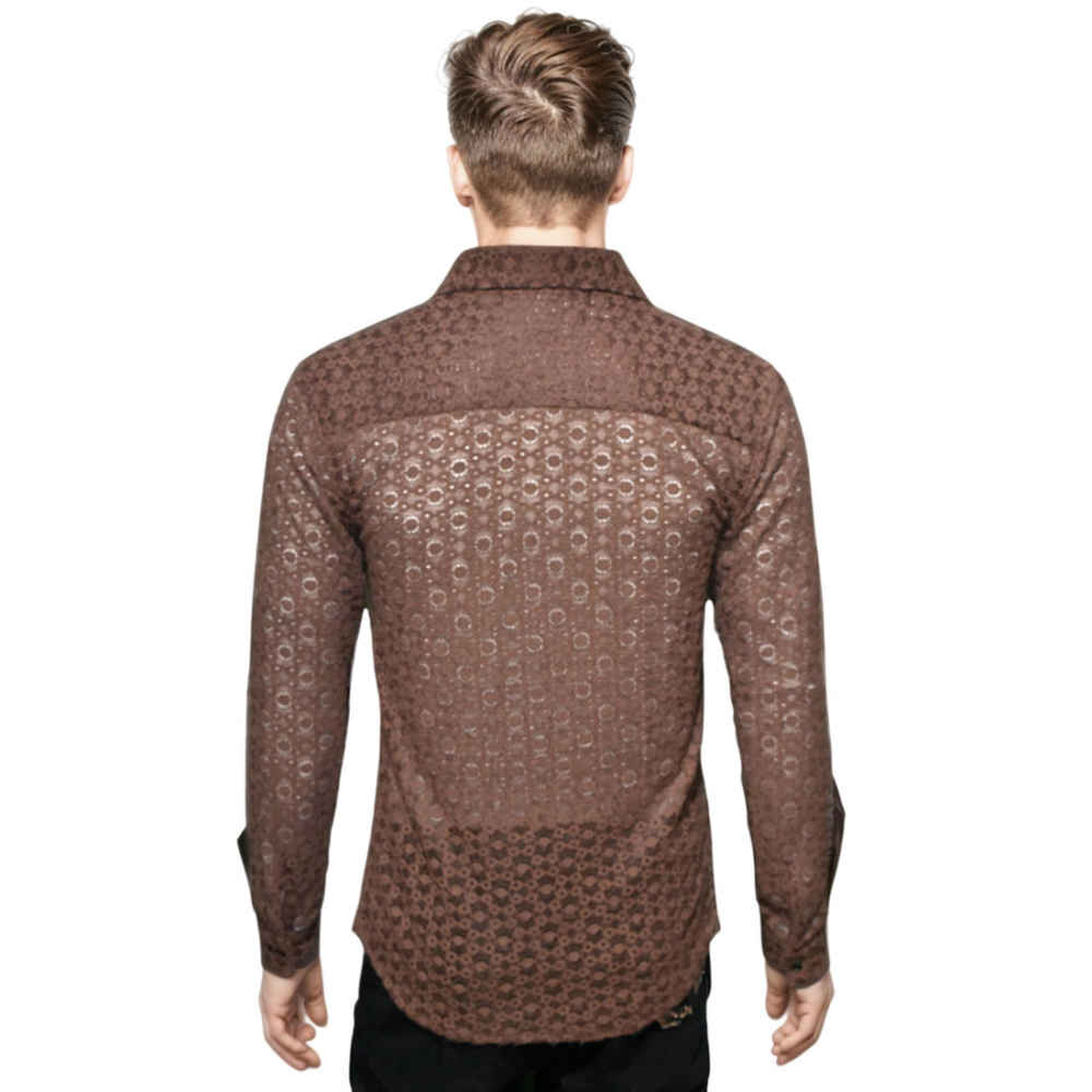 Gucci Brown Premium See-through Men's Shirt-1