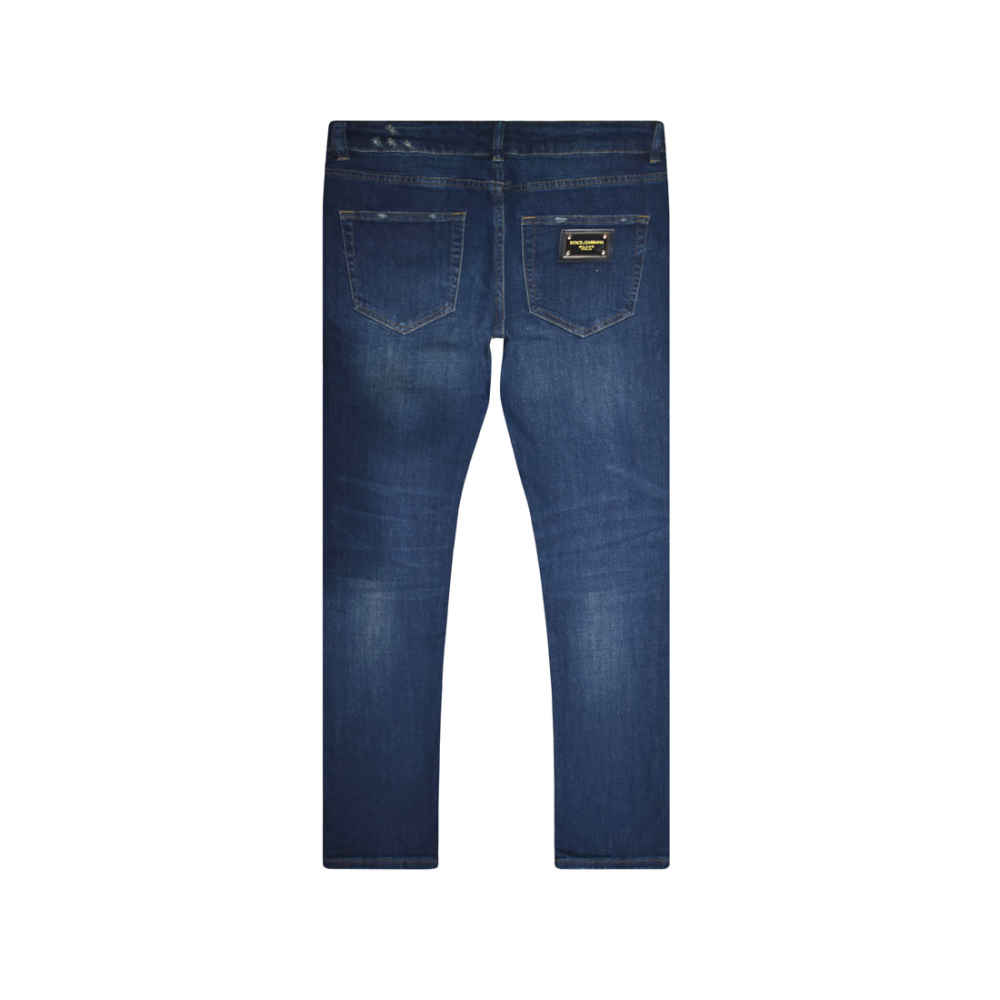 Dolce & Gabbana Dark Blue Ripped Premium Jeans-5
