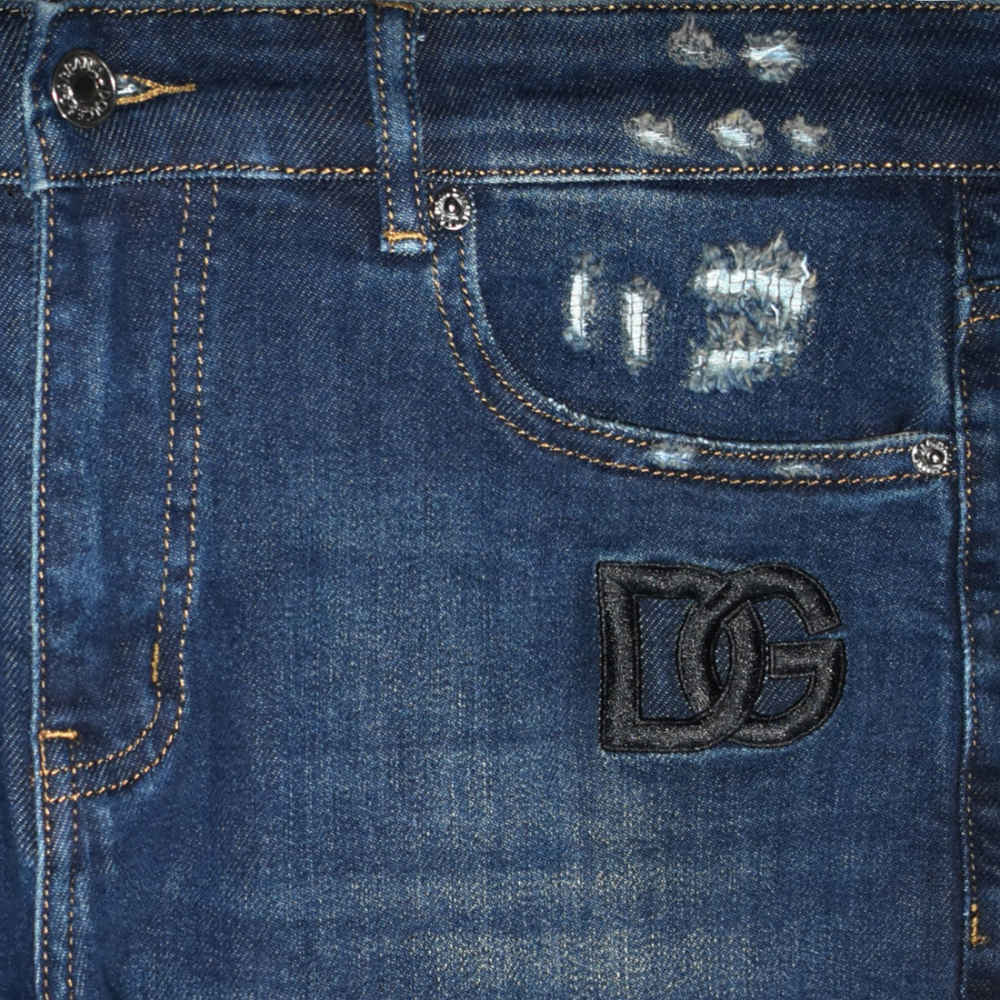 Dolce & Gabbana Dark Blue Ripped Premium Jeans-1