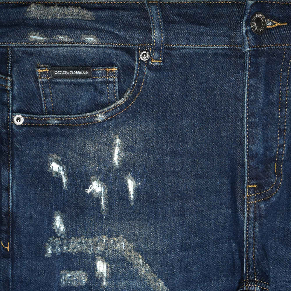 Dolce & Gabbana Dark Blue Ripped Premium Jeans-2