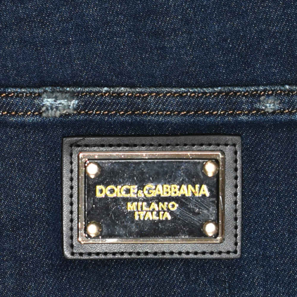 Dolce & Gabbana Dark Blue Ripped Premium Jeans-4