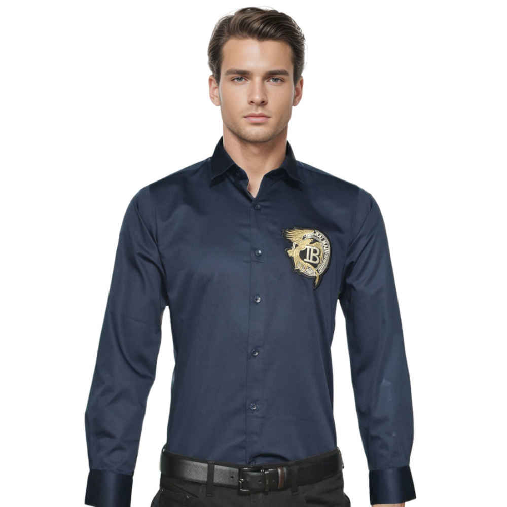 Balmain Navy Blue Premium Quality Shirt-thumb-0