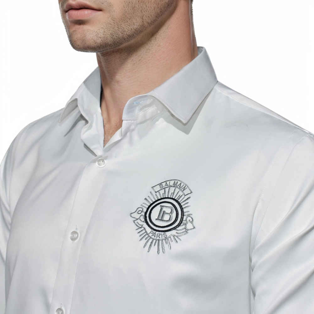 Balmain Embroidered White Premium Quality Shirt-2