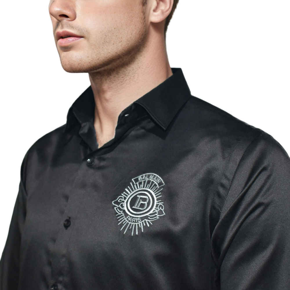 Balmain Embroidered Black Premium Quality Shirt-3