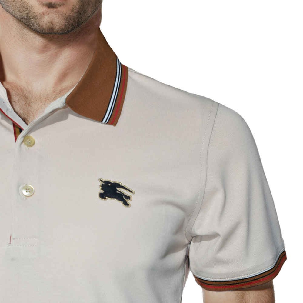 Burberry Embossed Logo Cream Premium Quality T-shirt-4