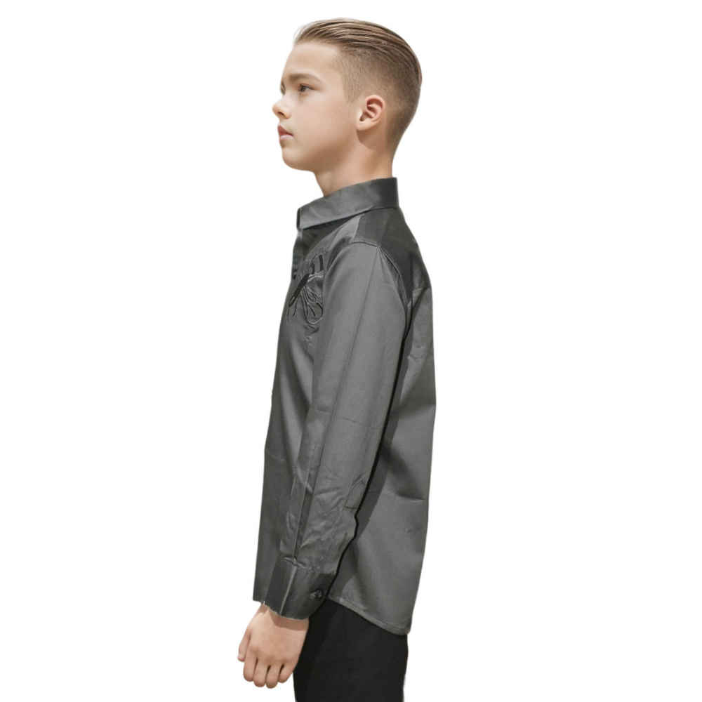 Gucci Bee Embroidered Grey Kids Shirt-2