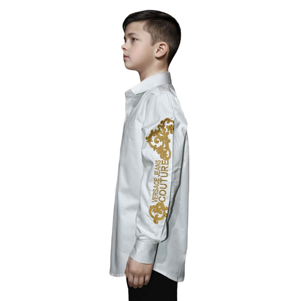 Versace Baroque-print White Kids Shirt-2