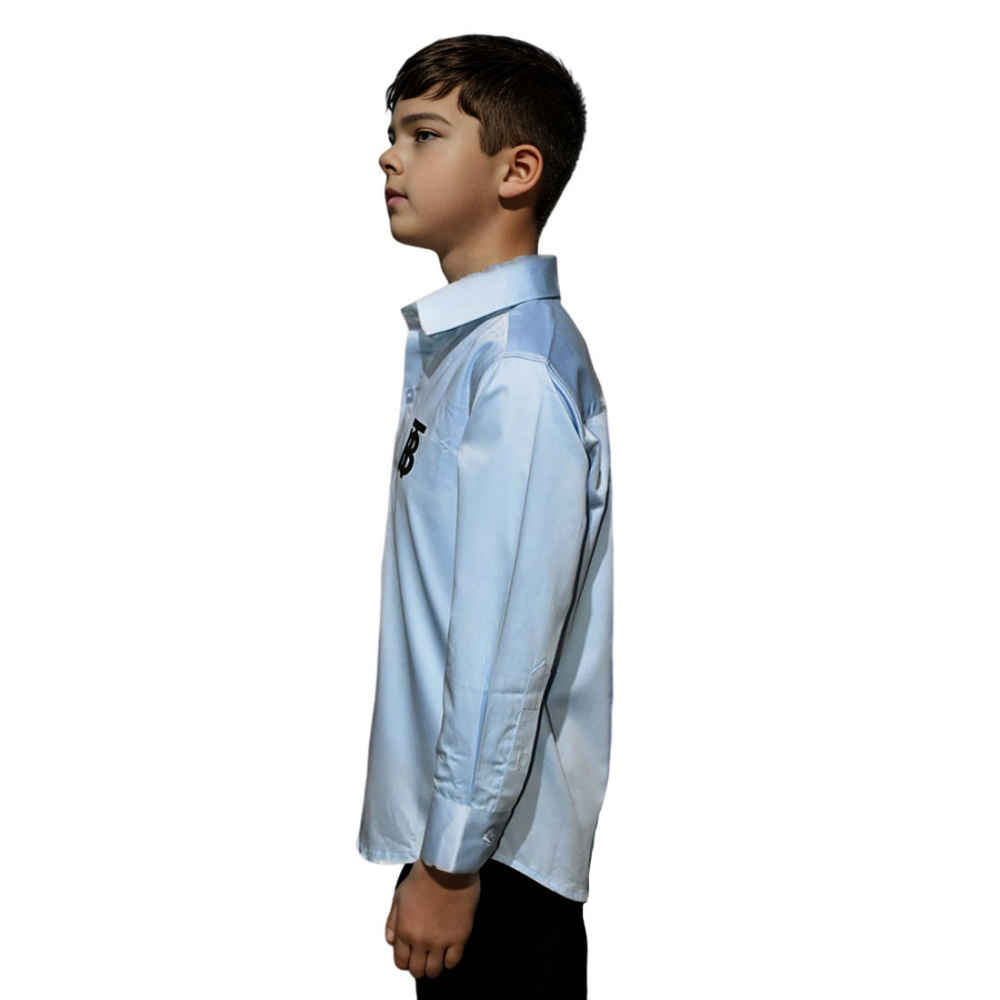 Burberry Embroidered Premium Sky Blue Kids Shirt-2