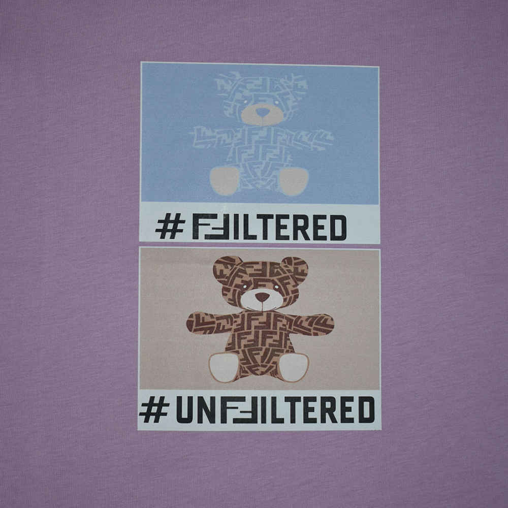 Fendi Teddy Print Purple Kids T-shirt-3