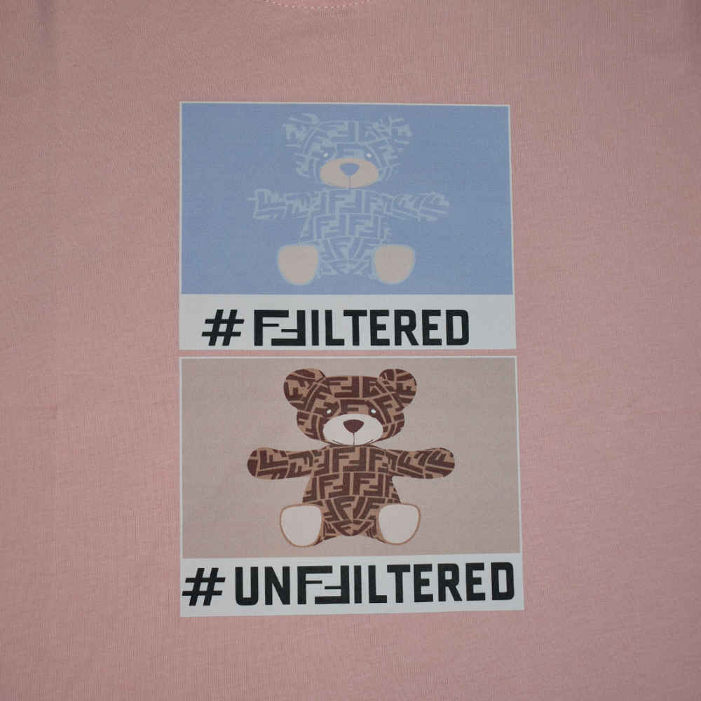 Fendi Teddy Print Pink Kids T-shirt-3