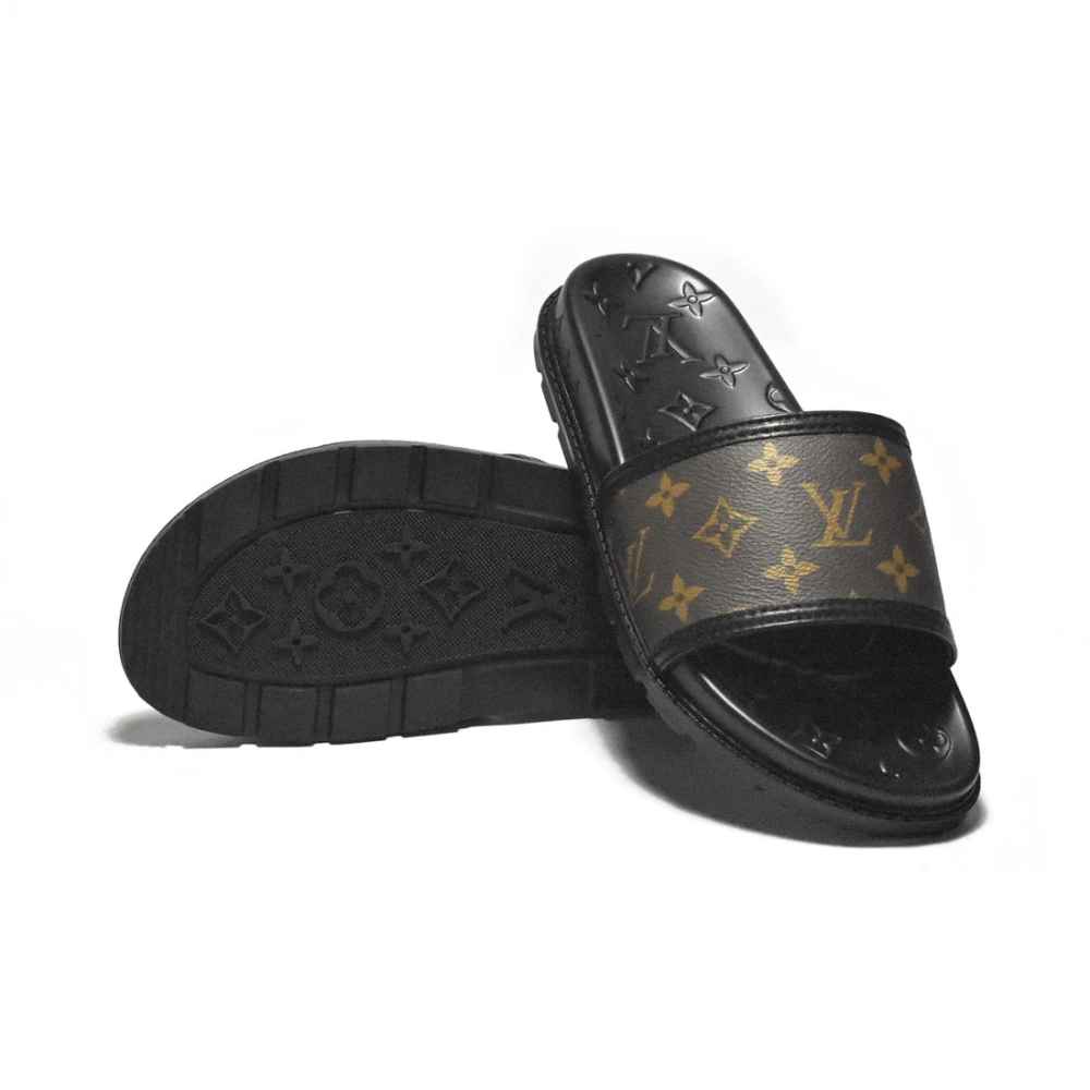 Louis Vuitton Brown & Black Premium Quality Men's Flip-Flops-6