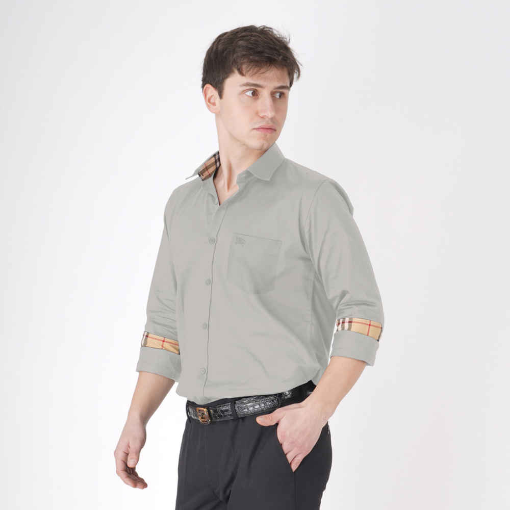 Burberry Olive Grey Premium Quality Shirt-3