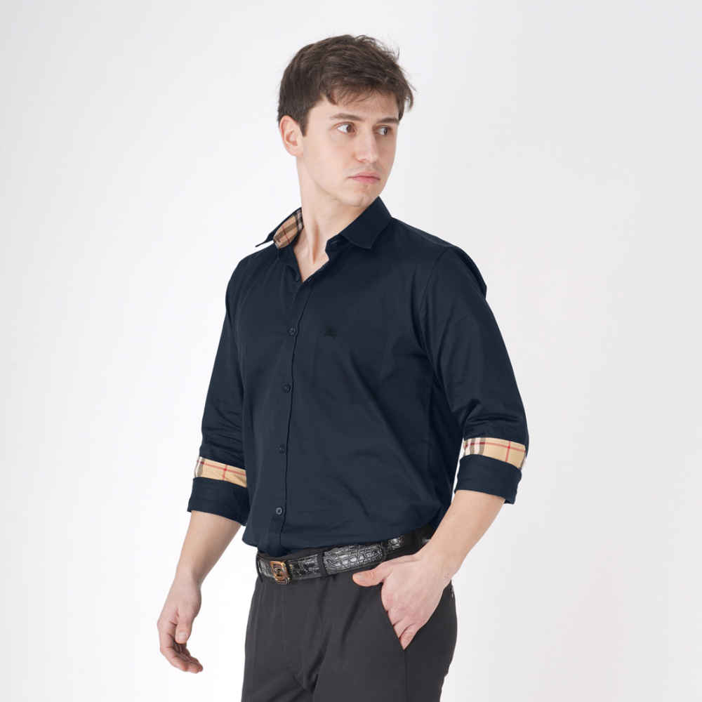 Burberry Navy Blue Premium Quality Shirt-3