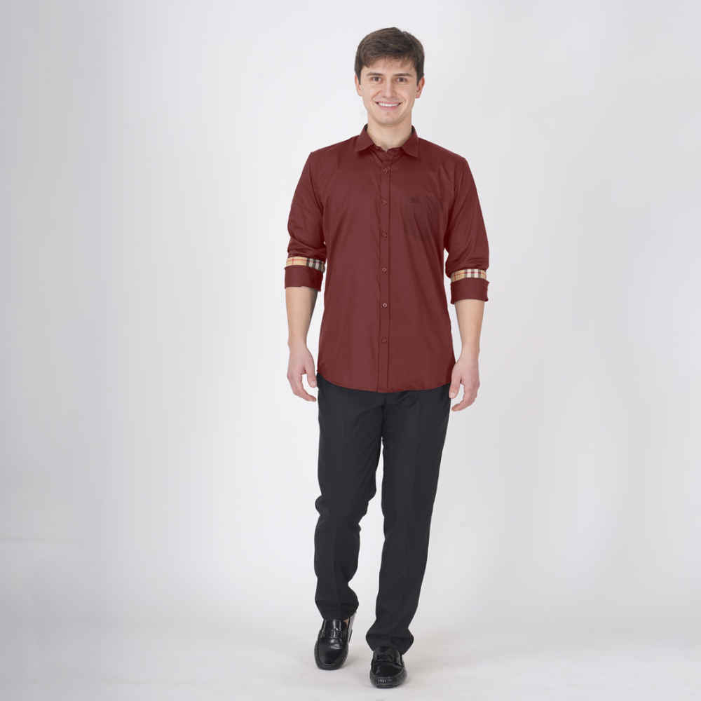 Burberry Maroon Premium Quality Shirt-4