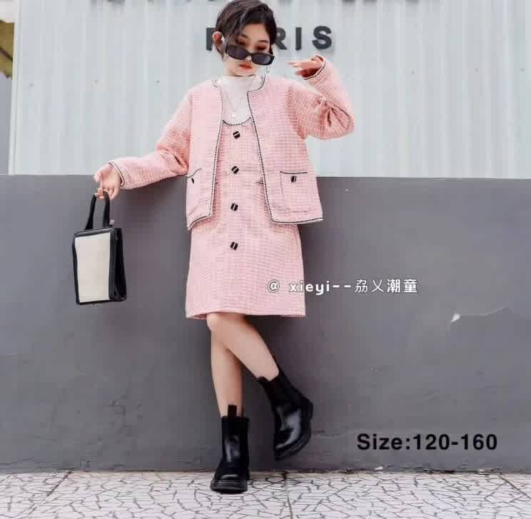 Chanel Pink High End Quality Girl's Kids Dresses-3