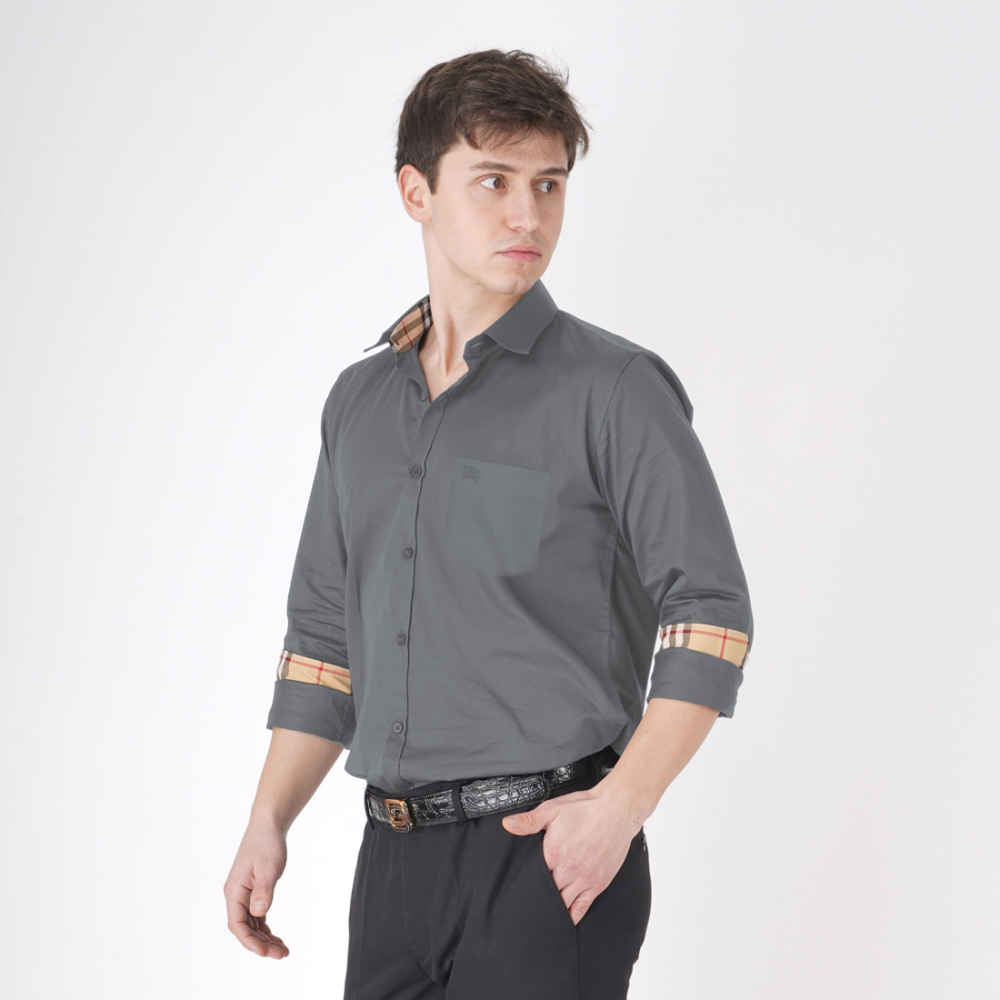 Burberry Grey Premium Quality Shirt-3