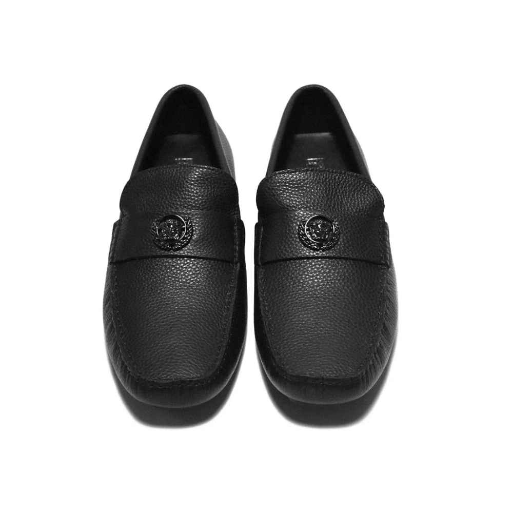 Versace Black Leather Premium Quality Loafers-thumb-3