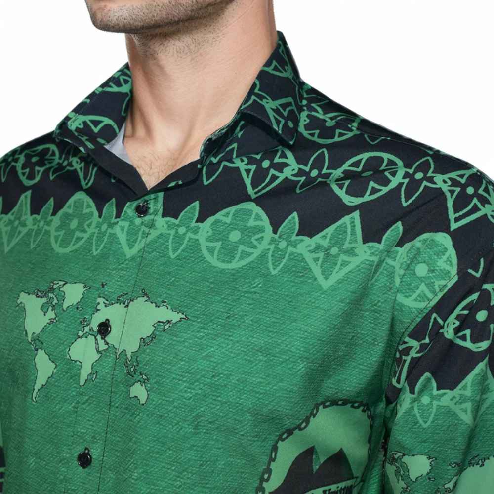 Louis Vuitton Black & Green Premium Quality Shirt-2