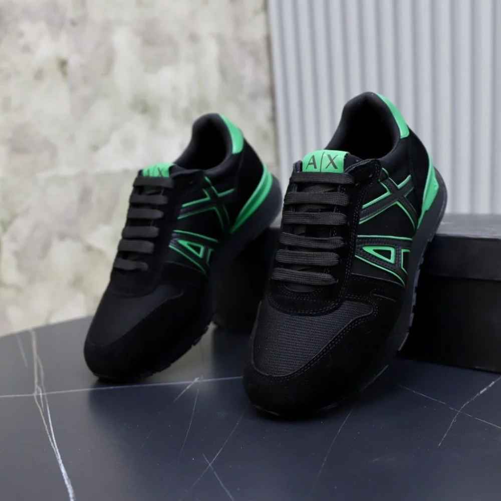 Armani Exchange Black & Green Premium Quality Sneakers-1