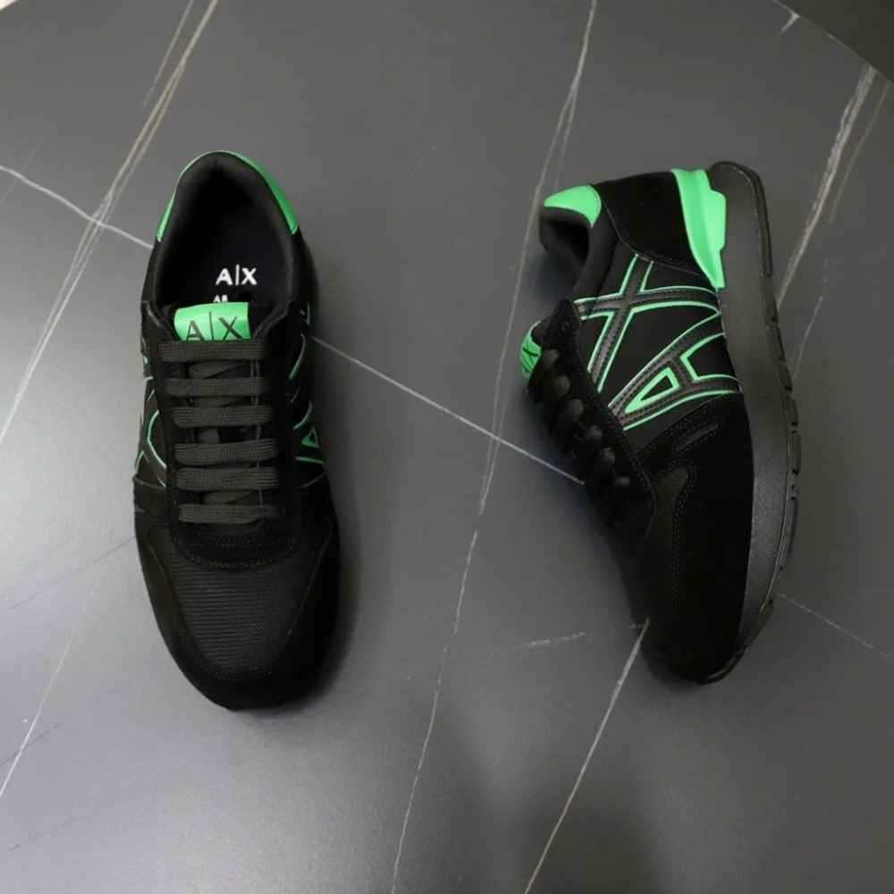 Armani Exchange Black & Green Premium Quality Sneakers-3