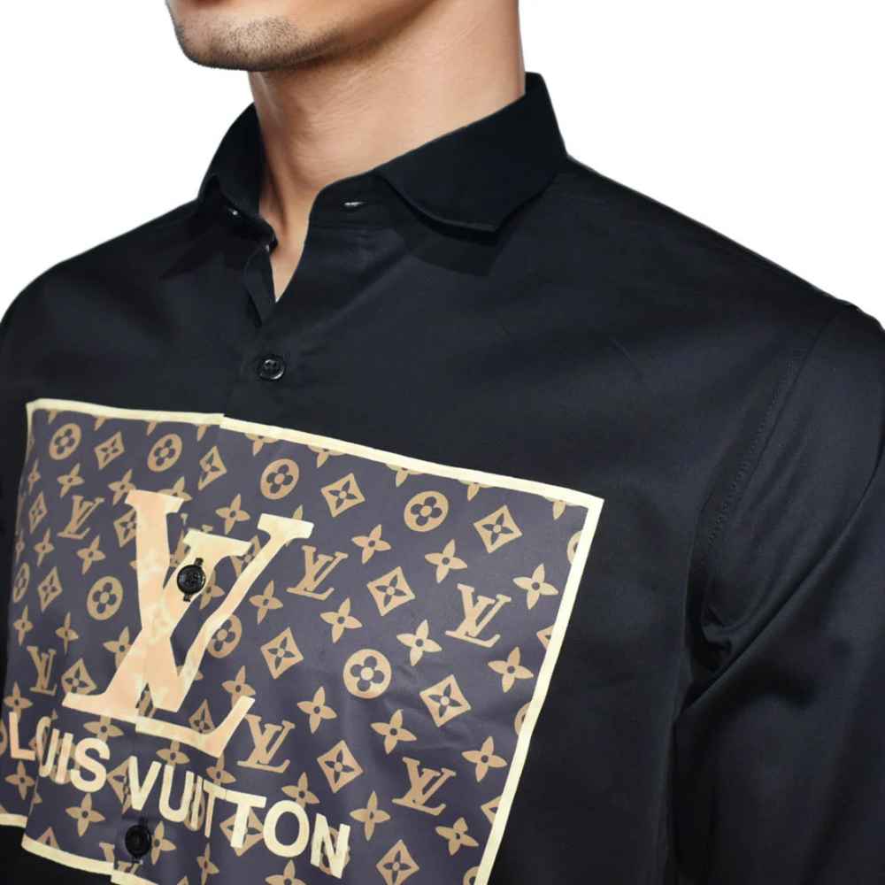 Louis Vuitton Black Premium Quality New Designer Men's Casual Shirt-2