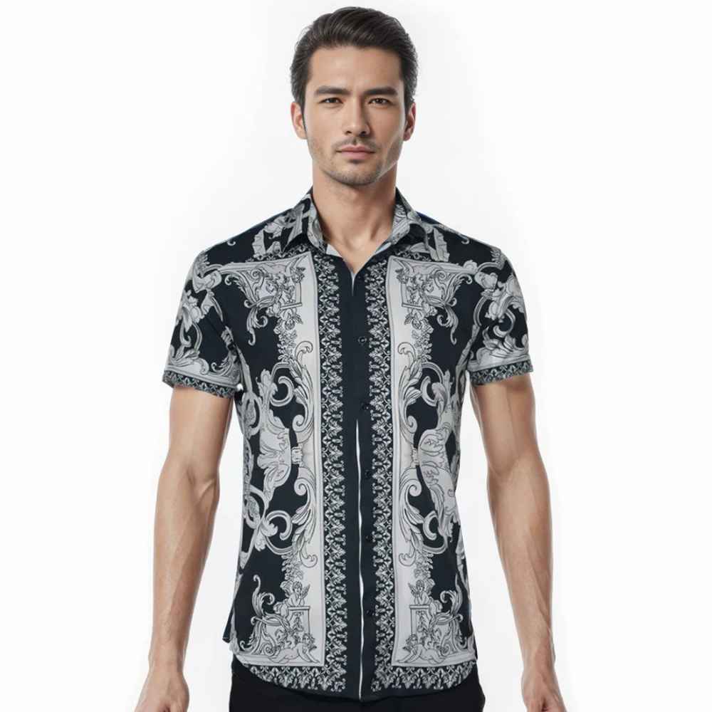 Versace Silver Baroque Drop Shoulder Premium Quality Shirt-thumb-0