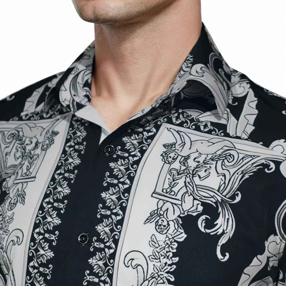 Versace Silver Baroque Drop Shoulder Premium Quality Shirt-thumb-2
