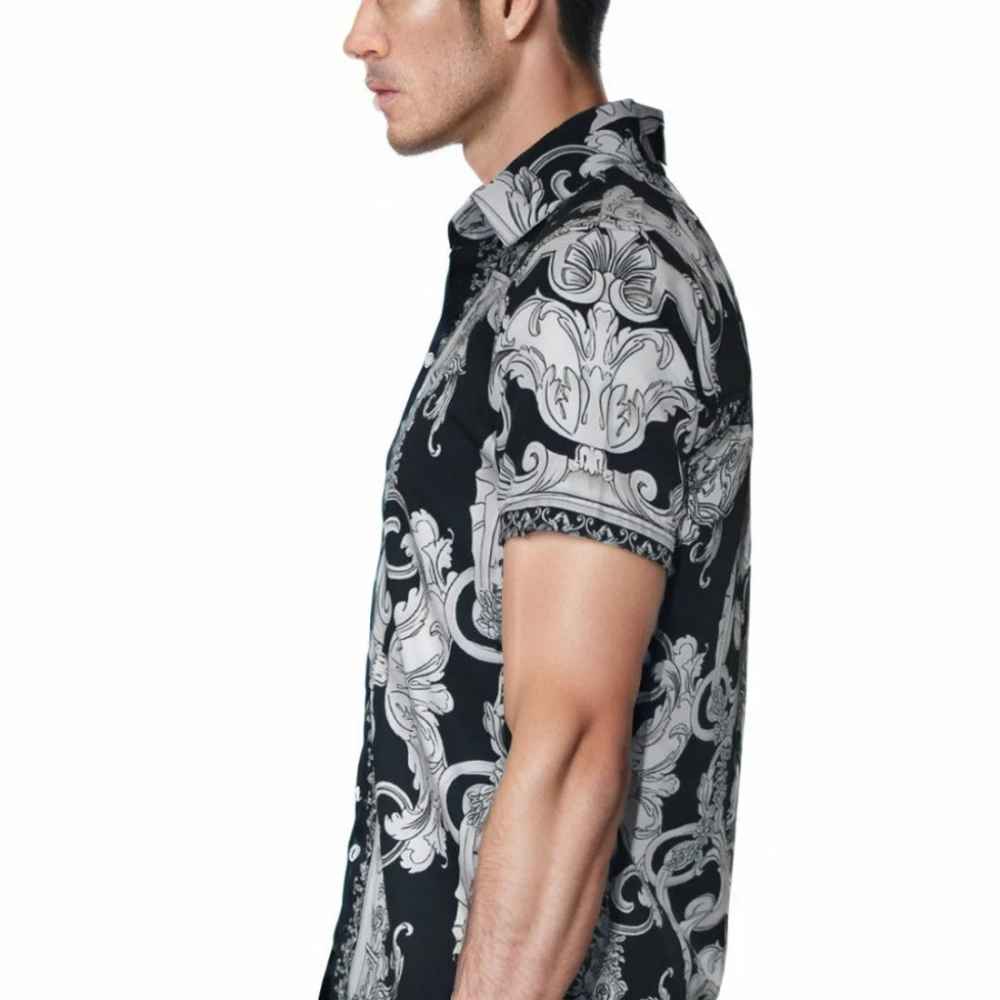 Versace Silver Baroque Drop Shoulder Premium Quality Shirt-thumb-3