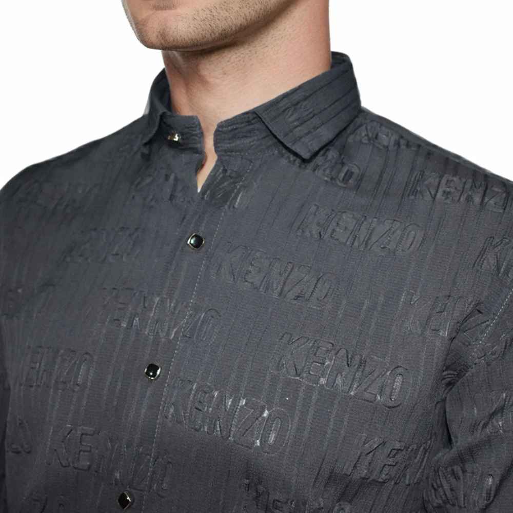 Kenzo Grey Premium Quality Designer Shirt-thumb-2