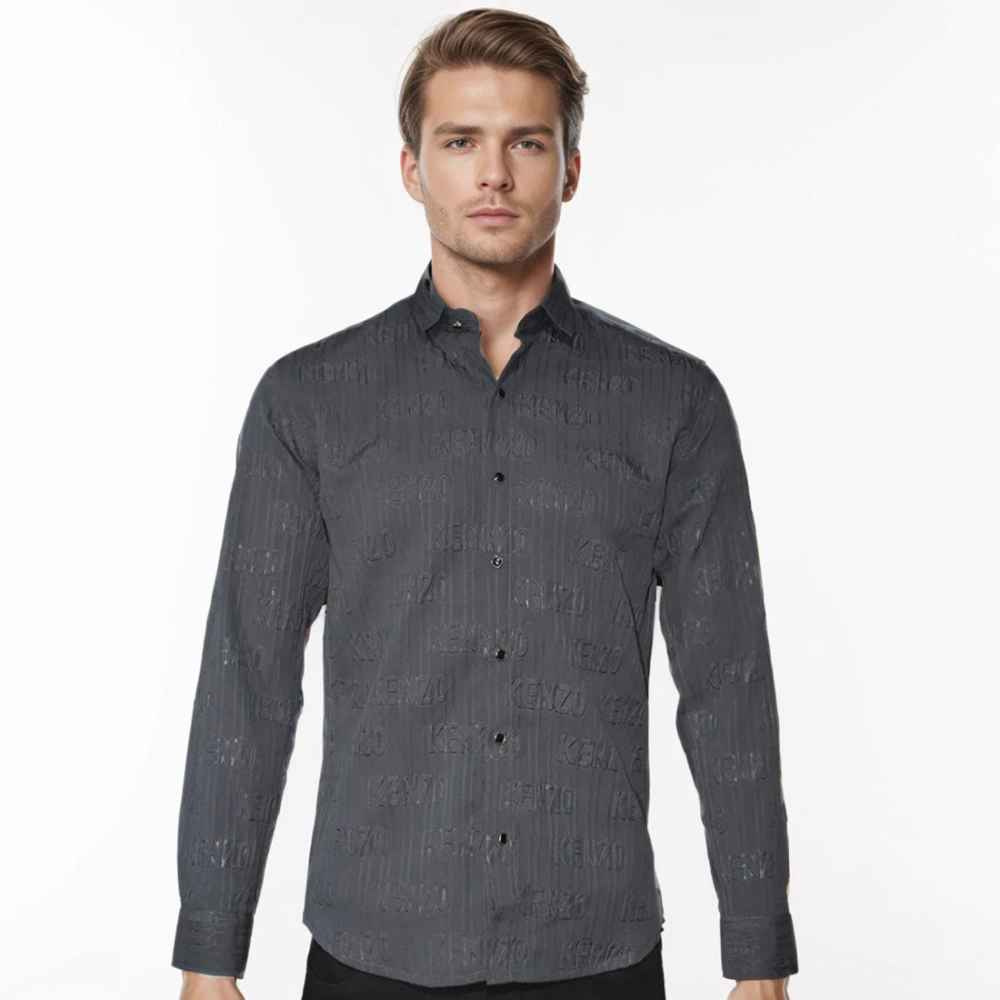 Kenzo Grey Premium Quality Designer Shirt-thumb-0