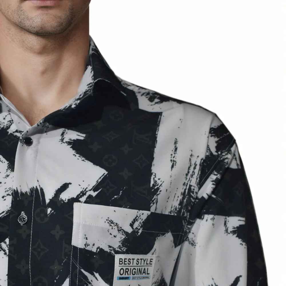 Louis Vuitton Black & White Premium Quality Designer Shirt-3
